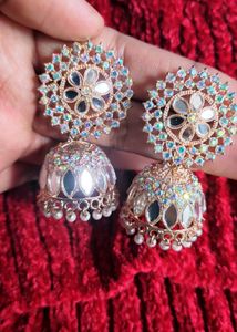 Mirror Jhumka Earrings