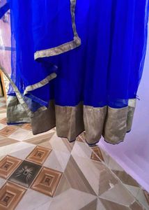 Elegant Blue &amp; Gold Frock Set