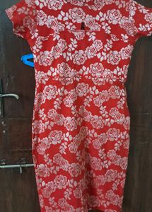 Red Floral Sheath Dress