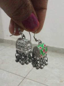 Elegant Green Jhumka Earrings