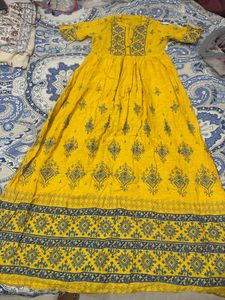 New Yellow Printed Kurta