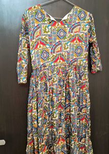 Traditional Multicolor Embroidered Long Dress
