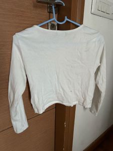 White Long Sleeve Crop Top