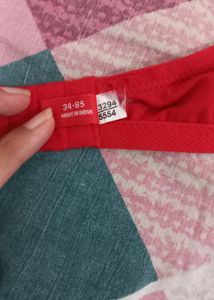 Red Colour Non Paded Bra