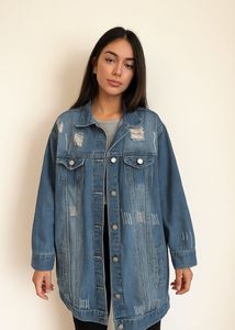 Distressed Denim oversized Jacket | L size