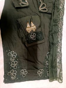 Elegant Olive Green Embellished Suit