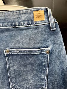 Benetton mid waist cropped light fade jeans