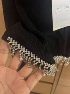 Zara Off Shoulder Rib Stretch Top With Tassel