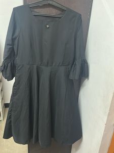 Black Dress with Ruffle Sleeves