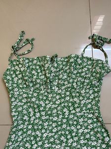 A-line green Strappy Dress