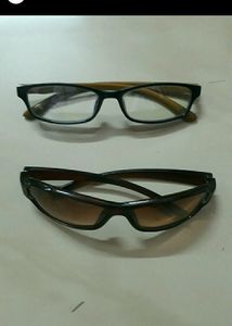 TWO GLASSES ONE SUNGLASS AND COMEN COMPUTER