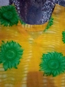 A Yellow Sunflower Printed Dress