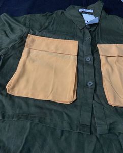 Zara Olive Green Pocket Shirt