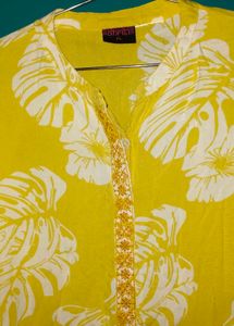 Yellow Floral Print Kurta