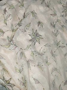 Cream Colour Embroidered Saree