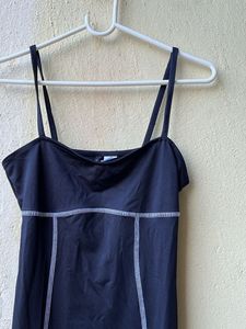 Brand New H&amp;M Black Mini Dress with White Stitchin