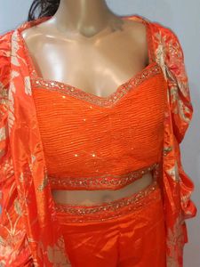 Tangerine Indo Western Set