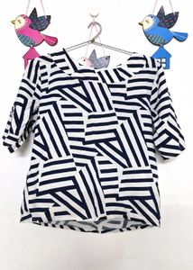 Striped Geometric Print Top