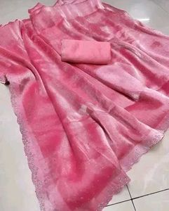 Elegant Green Saree with Delicate Lace