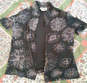 Floral Black Shrug Type Shirt For Summers