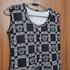 Black Printed Slit Kurta