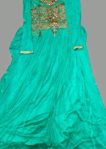 Teal Embellished Anarkali Dress