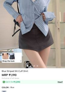 Striped Button-Down Waist Fitted Shirt.