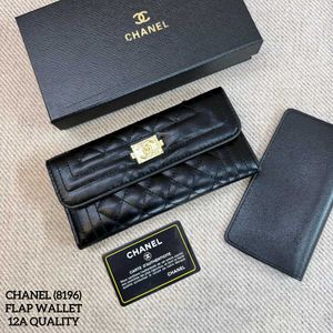 CHANEL BOY BLACK CAVIER WALLET WD BOX