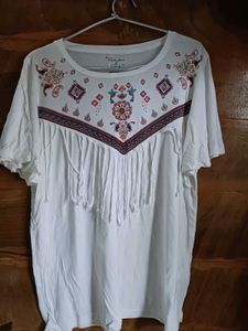Embroidered Fringe Top
