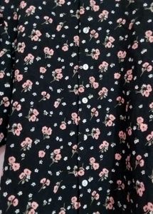 Black Floral Print Top