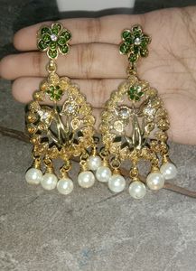 Mint Green And Golden Neck Set.