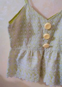 Cute Green Embroidered Tank Top