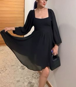 Mango Self Designed A-line Black Dress