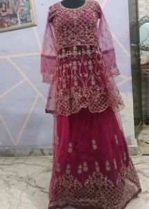Golden Embroidery Lehenga Choli With Dupatta