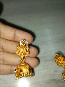 Laxmi Motiv Gold Plated Green Colour Necklace