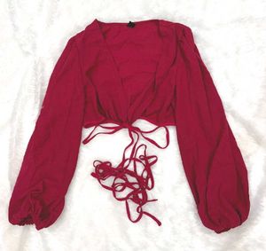 Red Wrap Top