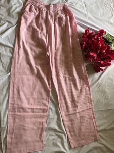 Pink Striped Straight Leg Pants