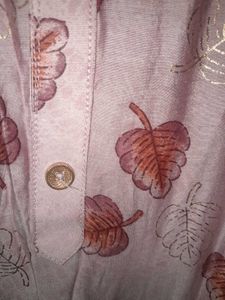 Leaf Print Button-Down Short Kurta