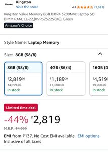 Kingston 8GB DDR4 RAM
