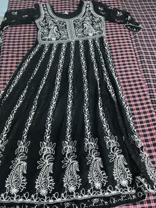 Elegant Black Embroidered Anarkali Kurta