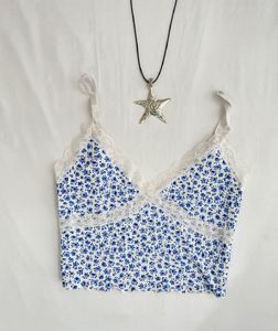 Floral Lace Trim Cami Top
