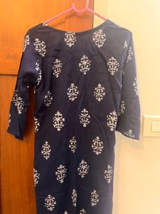 Indigo Blue Printed Cotton Kurta – Size S to M