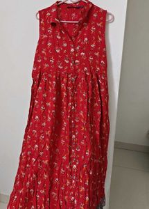 Maroon Printed Maxi Dress