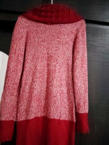 Red & White Knit Tunic Sweater Free Size