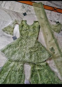 New Peplum Sharara Resham Thread + Moti Embroidery