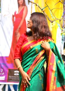 Green &amp; Red Silk Saree