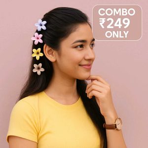 Trendy Multicolor Flower Design Hair Clutcher