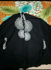 Radiant Black Side Slight Pant And Cape Set