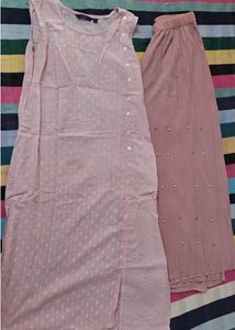 Vintage Pink Sleeveless Dress With Pant