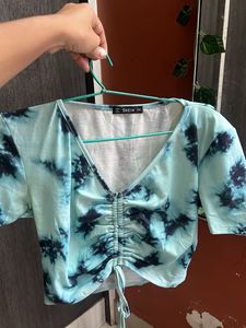 SHEIN Tie-Dye Drawstring Top